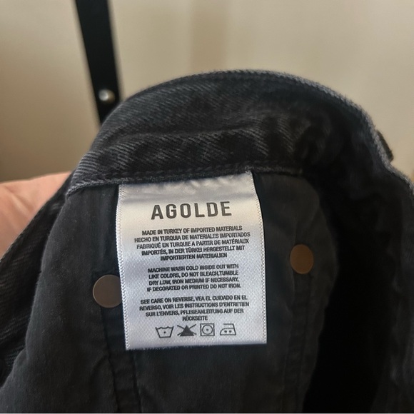 Agolde Dee Frayed Hem Jean Shorts Button Fly Divise Black Denim Size 25 (US 0) - Picture 9 of 11